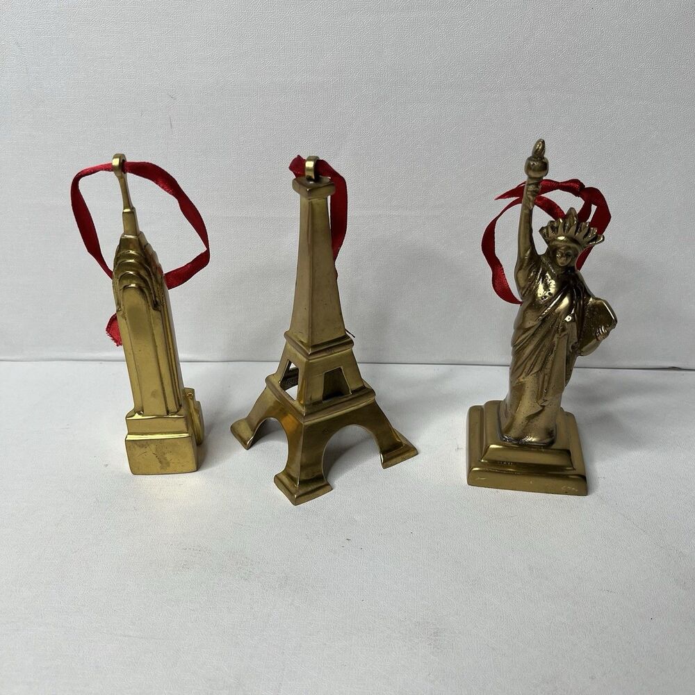 3 Restoration Hardware Christmas Ornaments Skyscraper Tower Liberty Statue